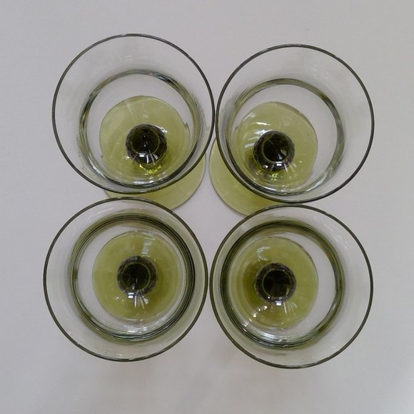 Libbey Olive Green-stemmed 12oz Water Goblets - Picture 8 of 9